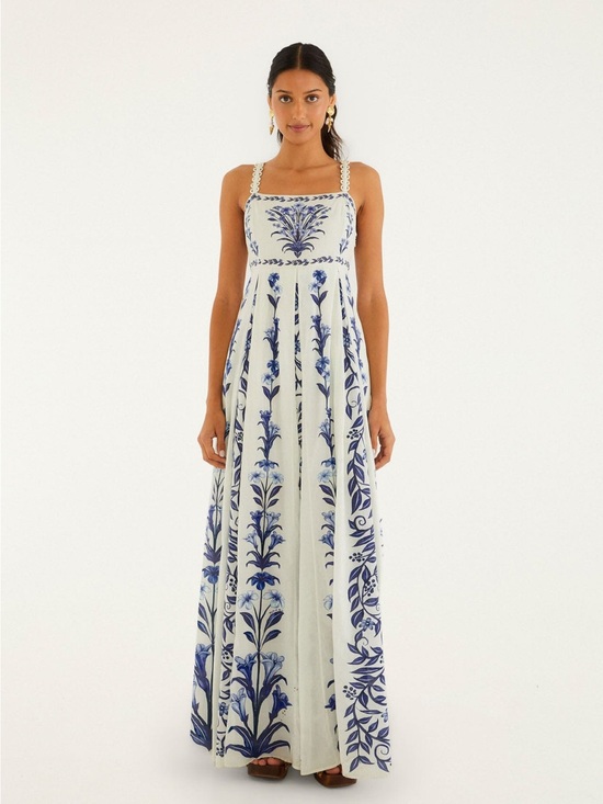 FARM Rio Dresses & Skirts - FARM Rio Off-White Flowers Arch Pleats Maxi Dress XS